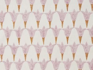 Tulip Block printed Fabric Linen/Cotton Rose/Copper