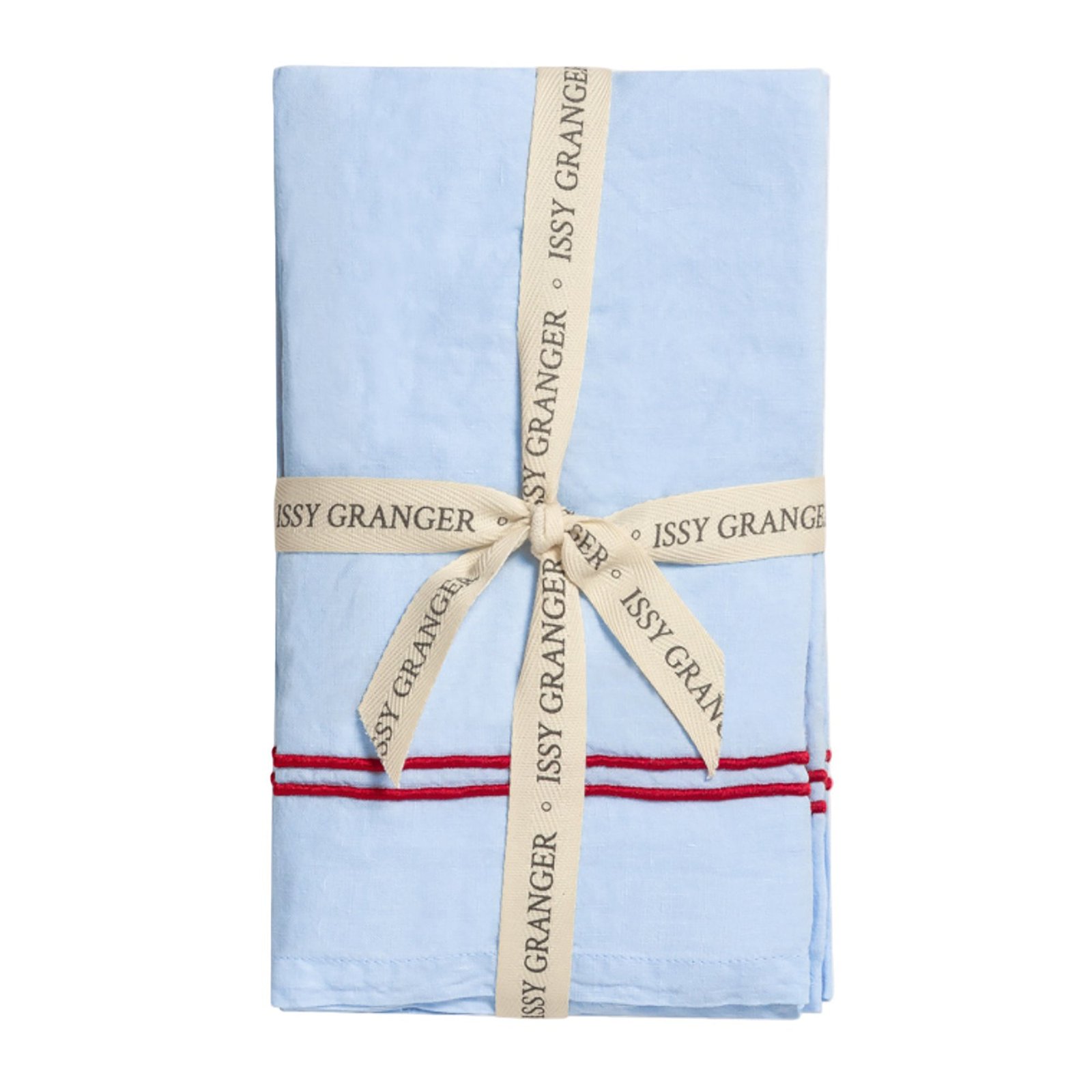 Blue Double Piped Linen Napkins | Set of 4 - Image 2