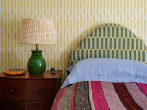 Luna Block printed Fabric Linen Khaki