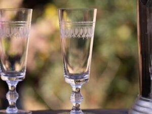 Crystal Champagne Flutes | Engraved Ovals | Set of 4
