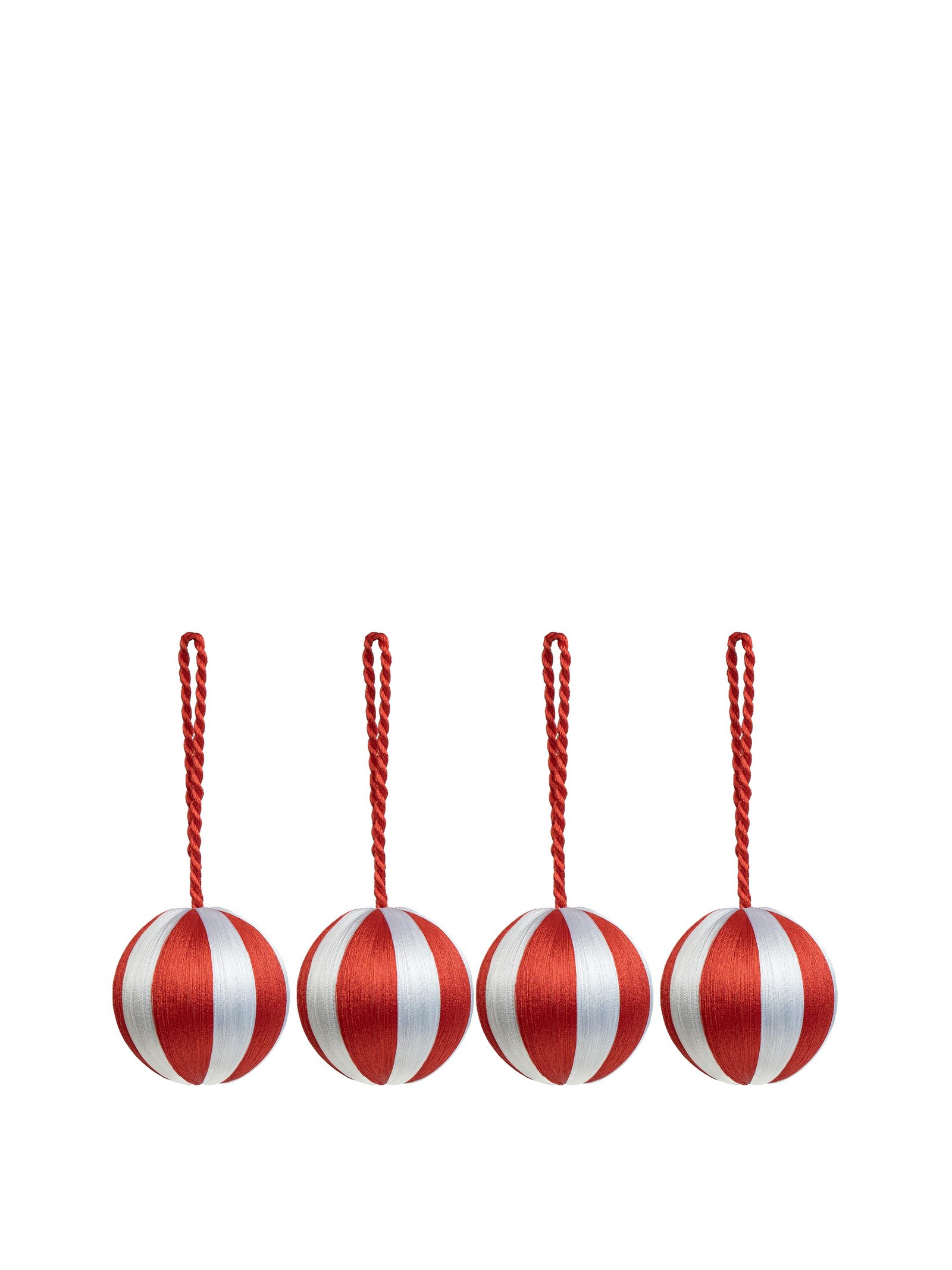 Stripe Bauble S Set/4 - Red / White - Image 2